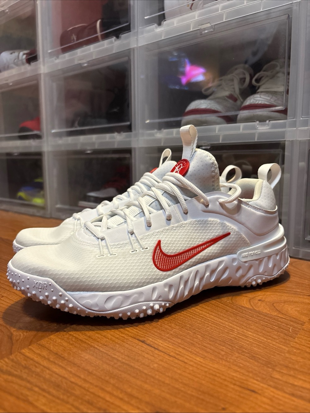 Nike Huarache 9 Elite TF LAX White Red FV6141-100 Lacrosse Cleats Men’s Sz 11 N
